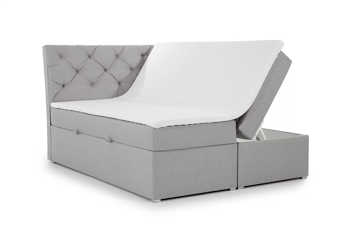 Kontinentálna posteľ Bralin 160x200 s úložným priestorom - sivá tkanina Malmo New 83 Boxspring posteľ Bralin 1600x200 s úložným priestorom - šedá plecionka Malmo New 83