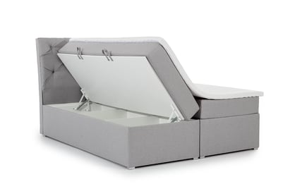 Kontinentálna posteľ Bralin 160x200 s úložným priestorom - sivá tkanina Malmo New 83 Boxspring posteľ Bralin 1600x200 s úložným priestorom - šedá plecionka Malmo New 83