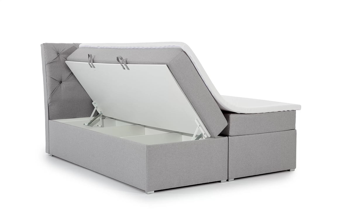 Kontinentálna posteľ Bralin 160x200 s úložným priestorom - sivá tkanina Malmo New 83 Boxspring posteľ Bralin 1600x200 s úložným priestorom - šedá plecionka Malmo New 83