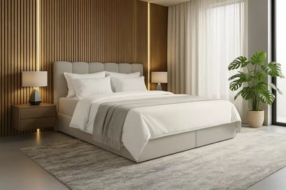 Kontinentálna posteľ Carello 160x200 s úložným priestorom - béžová buklé Quelle 05 Boxspring posteľ Carello 160x200 s úložným priestorom - Béžová bukla Quelle 05 