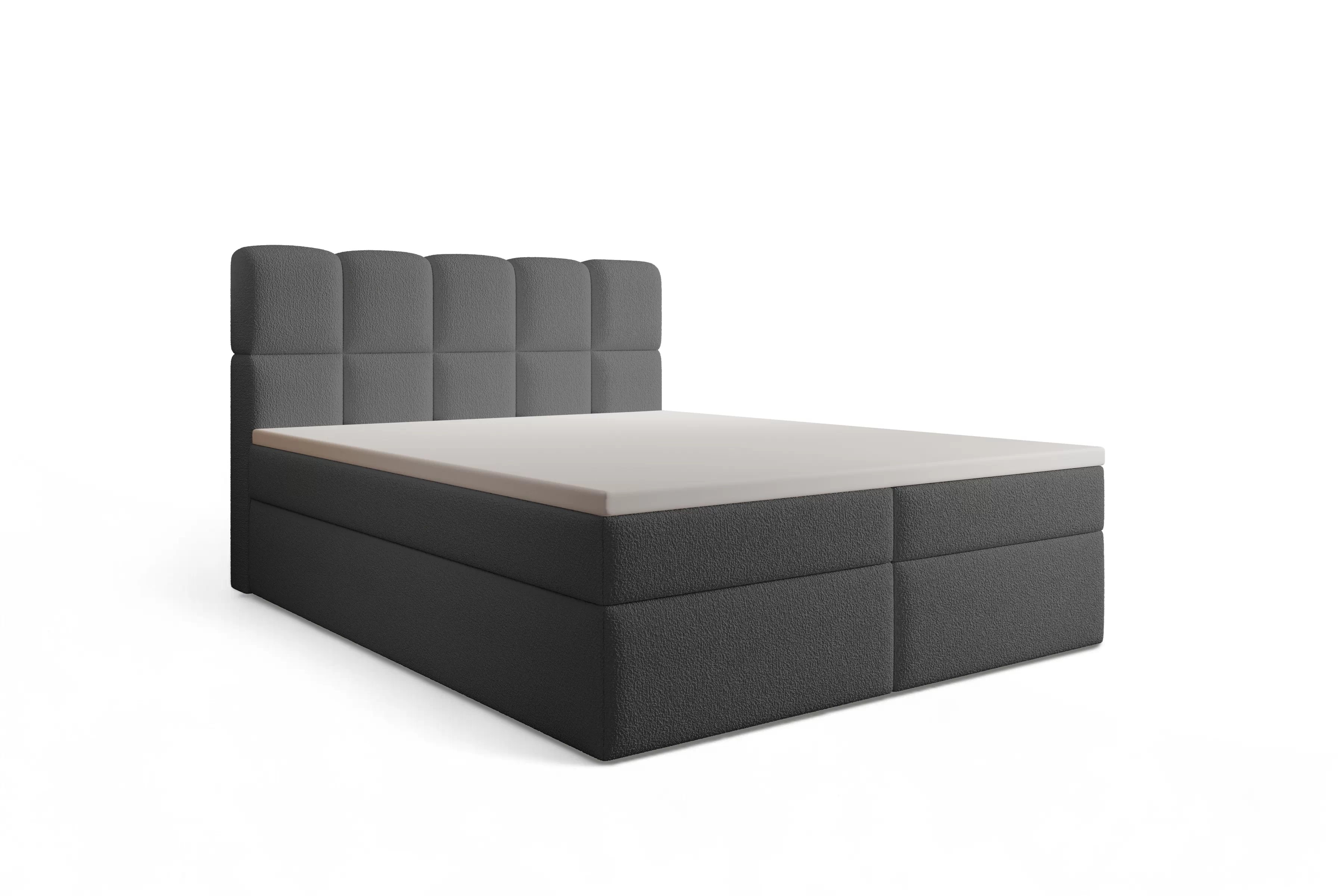 Kontinentálna posteľ Carello 160x200 s úložným priestorom - tmavosivá buklé Quelle 92 Boxspring posteľ Carello 160x200 s úložným priestorom - tmavý szaty bukla Quelle 92