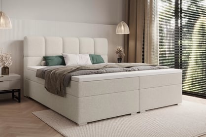Kontinentální postel Carello 160x200 s úložným prostorem - světle béžová buklé Quelle 02 Postel boxspring Carello 160x200 s úložním prostorem - světlý béžová bukla Quelle 02 