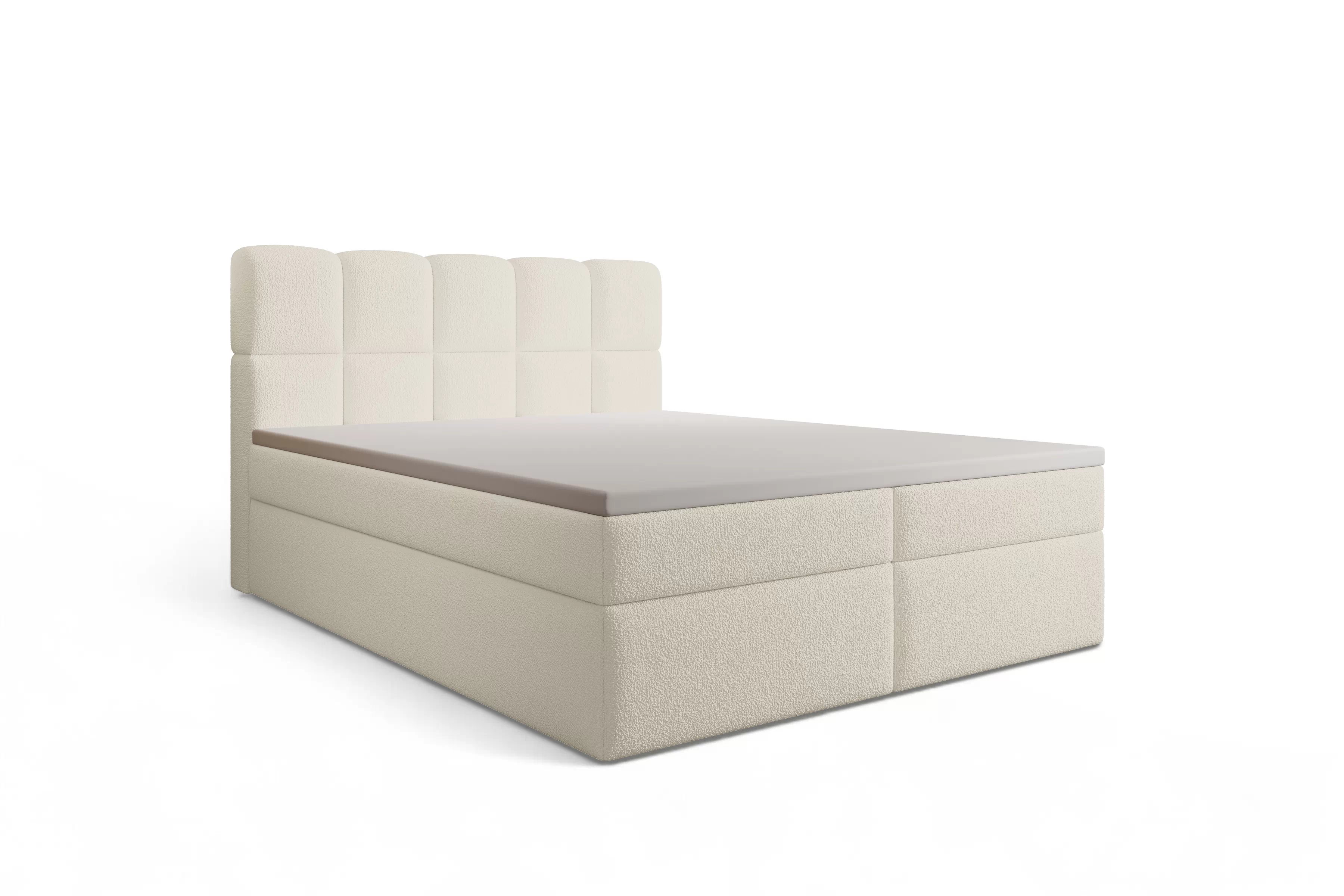 Kontinentálna posteľ Carello 160x200 s úložným priestorom - svetlobéžová buklé Quelle 02 Boxspring posteľ Carello 160x200 s úložným priestorom - svetlý Béžová bukla Quelle 02 