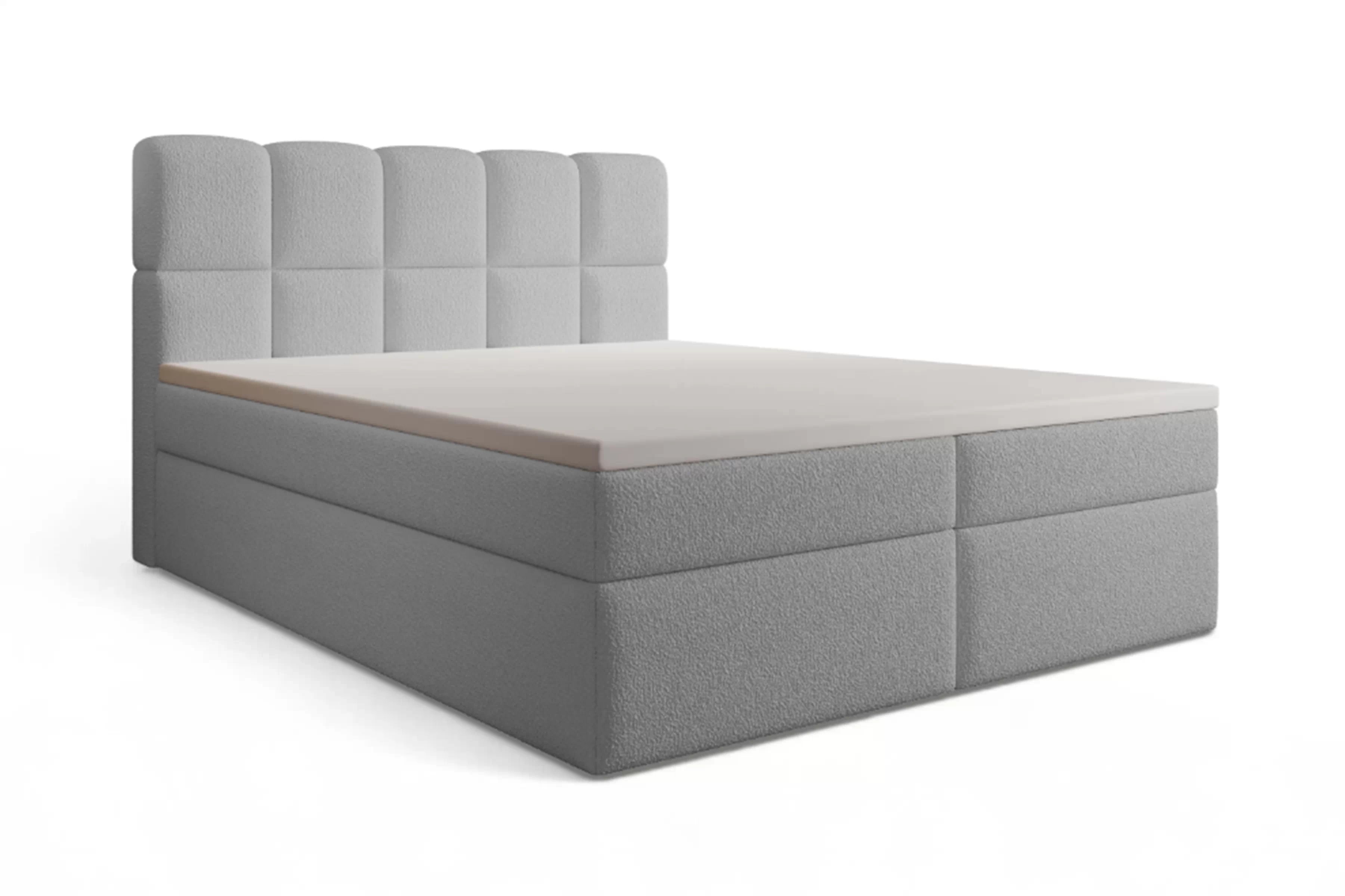 Boxspring posteľ Carello 160x200 s úložným priestorom - sivé buklé Quelle 83 Boxspring posteľ Carello 160x200 s úložným priestorom - šedá bukla Quelle 83 