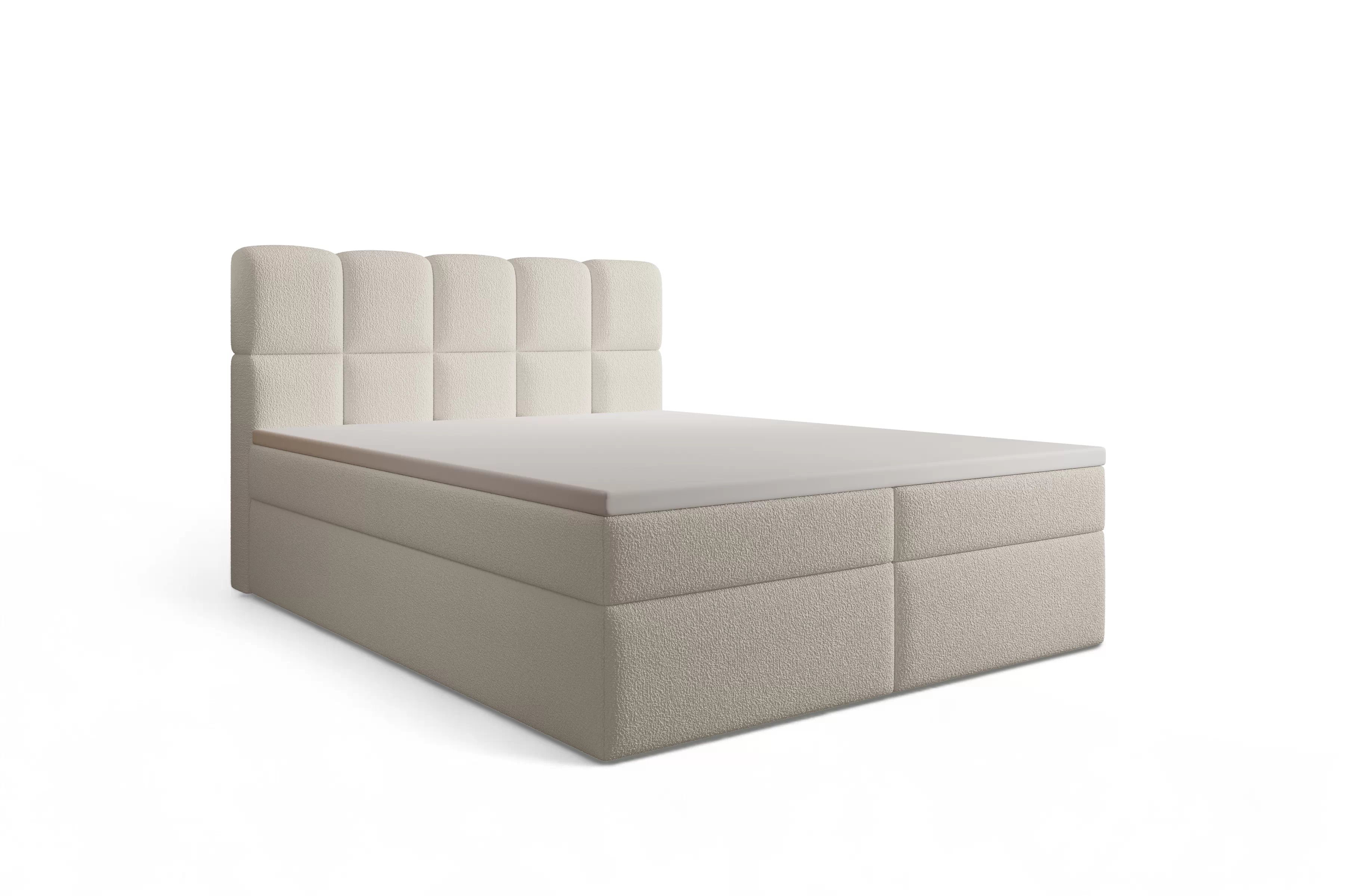 Kontinentálna posteľ Carello 180x200 s úložným priestorom - béžová buklé Quelle 05 Boxspring posteľ Carello 180x200 s úložným priestorom - Béžová bukla Quelle 05