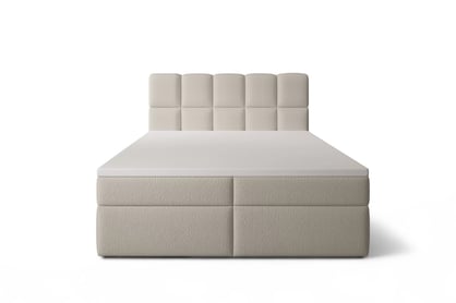 Kontinentální postel Carello 180x200 s úložným prostorem - béžová bouclé Quelle 05 Postel boxspring Carello 180x200 s úložním prostorem - béžová bukla Quelle 05