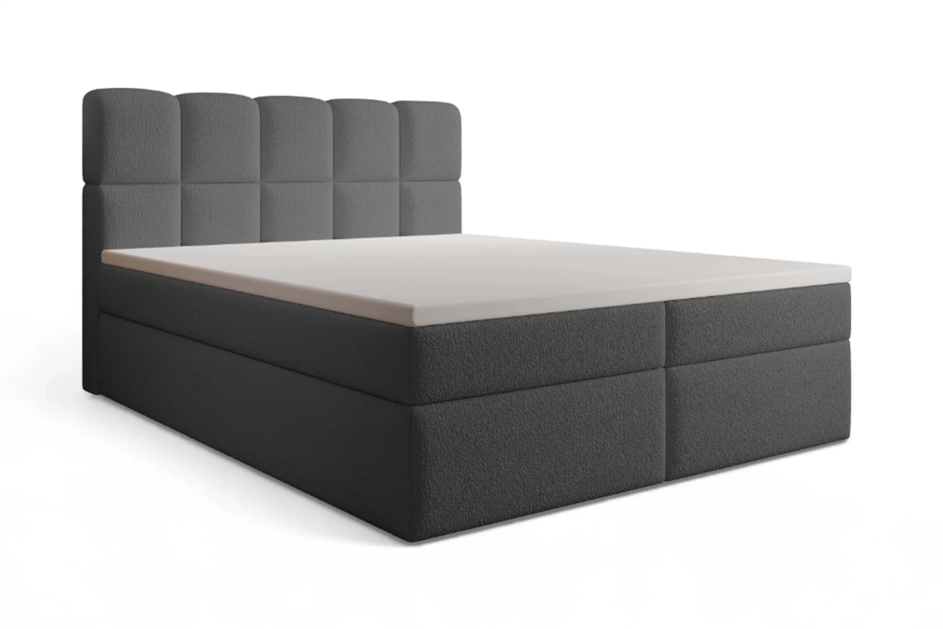 Boxspring posteľ Carello 180x200 s úložným priestorom - tmavosivé buklé Quelle 92 Boxspring posteľ Carello 180x200 s úložným priestorom - Tmavý šedý bukla Quelle 92