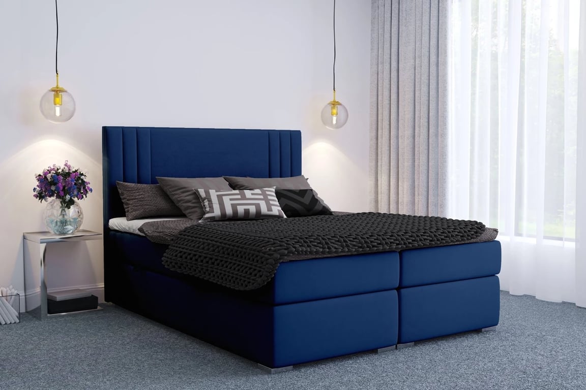 Boxspring postel Cyntia 140x200 cm tmavě modrá postel do ložnice