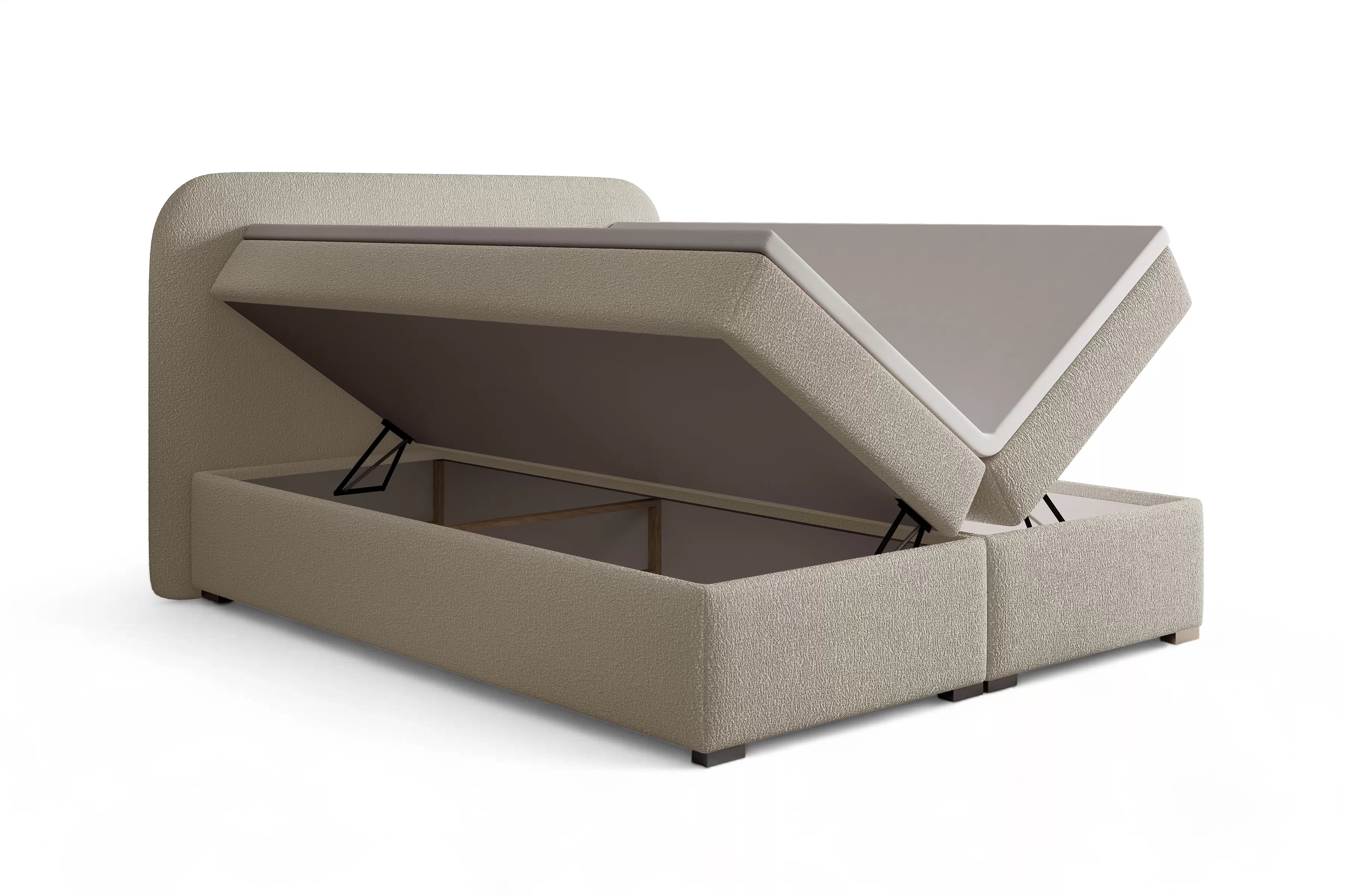 Kontinentální postel Eleris 160x200 s úložným prostorem - béžová bouclé Quelle 05 Postel boxspring Elaris 160x200 s úložním prostorem - béžová bukla Quelle 05