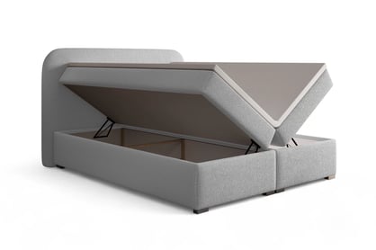 Kontinentální postel Eleris 160x200 s úložným prostorem - šedá bouclé Quelle 83 Postel boxspring Elaris 160x200 s úložním prostorem - šedá bukla Quelle 83
