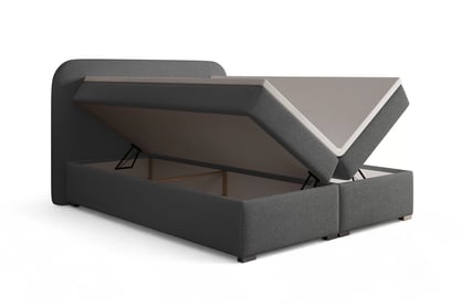 Kontinentální postel Eleris 180x200 s úložným prostorem - tmavě šedá bouclé Quelle 92 Postel boxspring Elaris 180x200 s úložním prostorem - tmavě šedá bukla Quelle 92