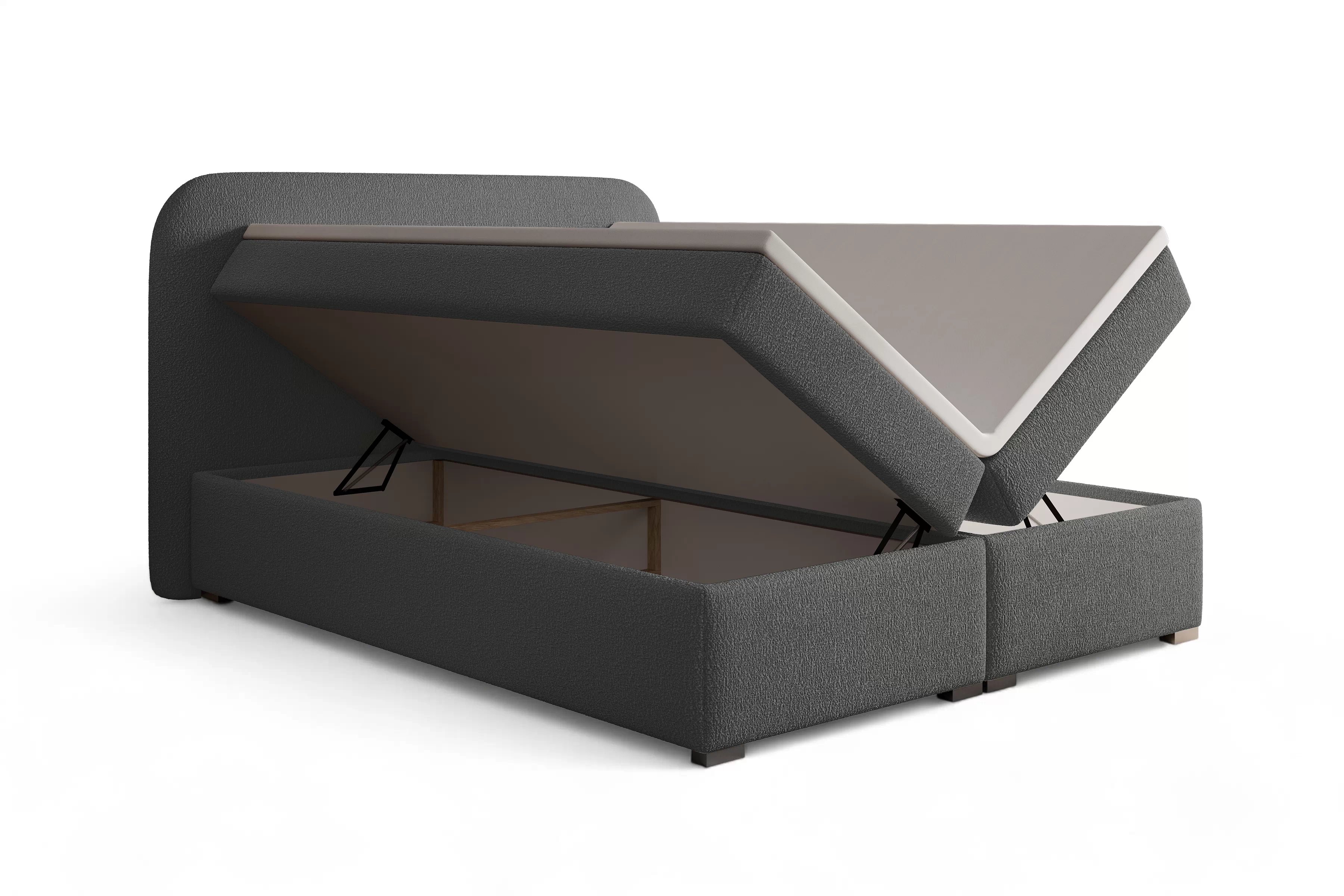 Kontinentálna posteľ Eleris 180x200 s úložným priestorom - tmavosivá buklé Quelle 92 Boxspring posteľ Elaris 180x200 s úložným priestorom - Tmavý šedý bukla Quelle 92