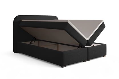 Kontinentálna posteľ Eleris 180x200 s úložným priestorom - čierna buklé Quelle 100 Boxspring posteľ Elaris 180x200 s úložným priestorom - Čierna bukla Quelle 100