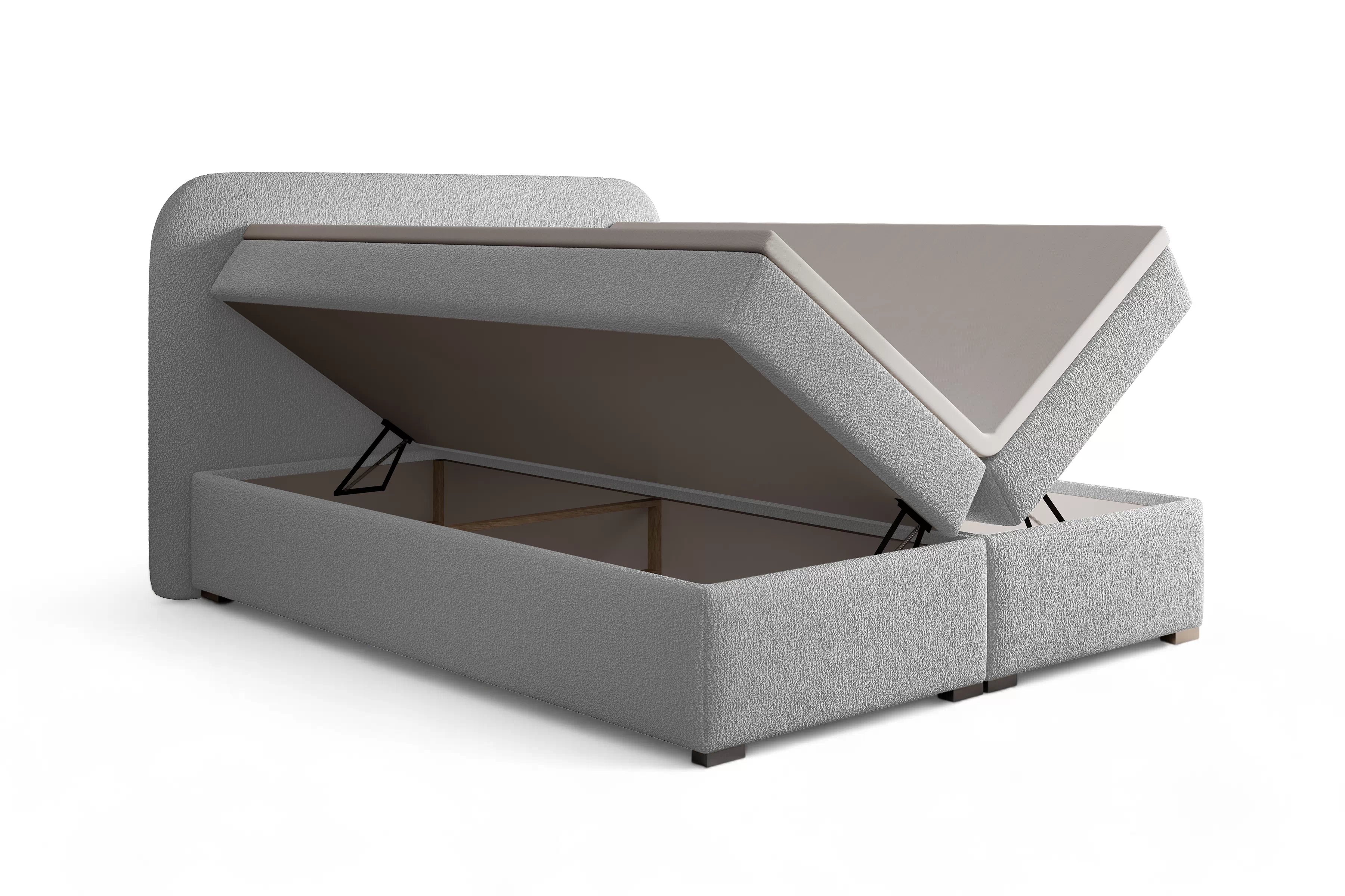 Kontinentálna posteľ Eleris 180x200 s úložným priestorom - sivá buklé Quelle 83 Boxspring posteľ Elaris 180x200 s úložným priestorom - šedá bukla Quelle 83 