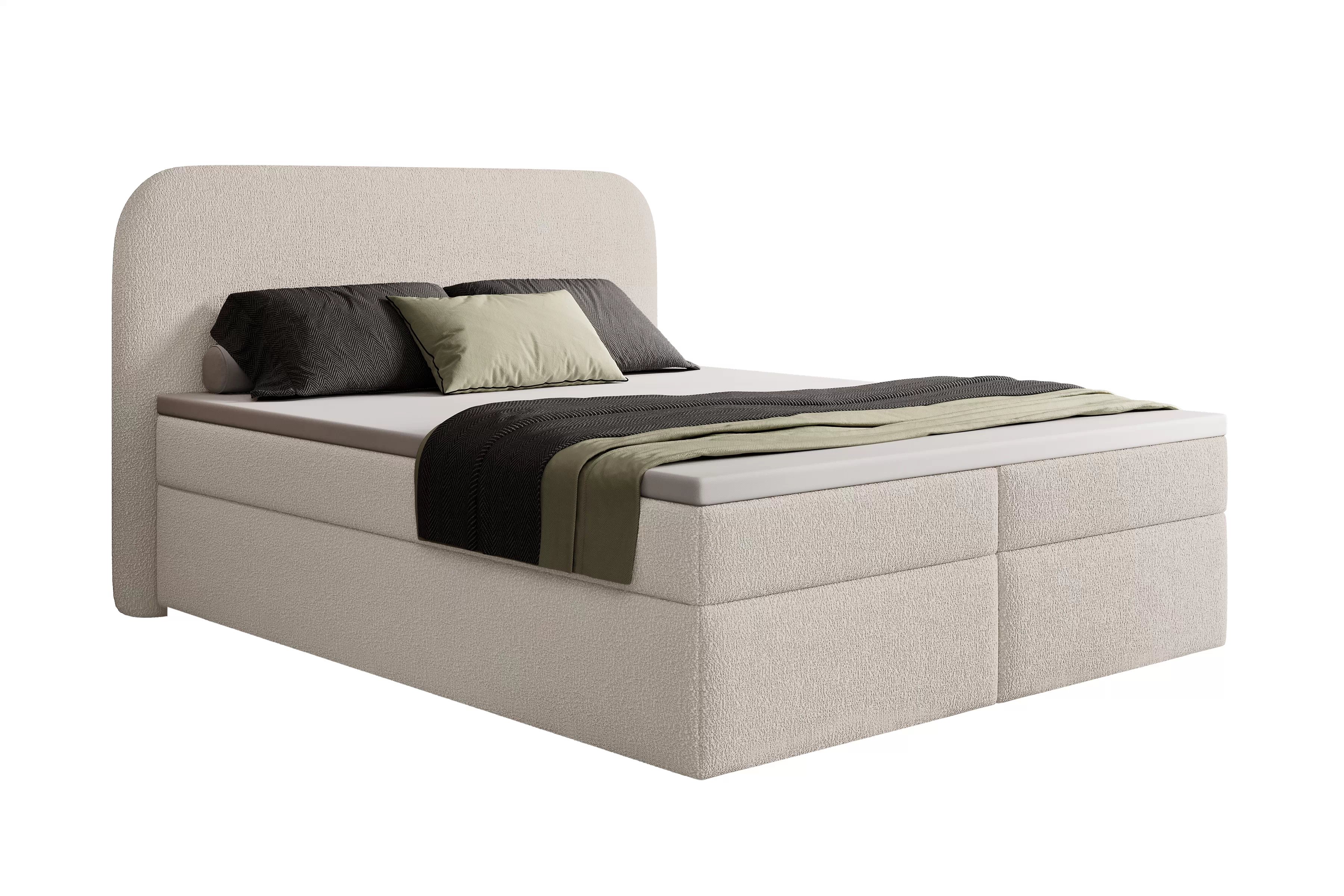 Kontinentálna posteľ Eleris 160x200 s úložným priestorom - béžová bouclé Quelle 03 Boxspring posteľ Eleris 160x200 s úložným priestorom - Béžová bukla Quelle 03