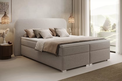 Kontinentální postel Eleris 160x200 s úložným prostorem - béžová bouclé Quelle 05 Postel boxspring Eleris 160x200 s úložním prostorem - béžová bukla Quelle 05