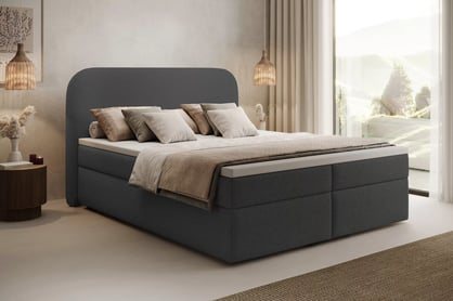 Boxspring posteľ Eleris 160x200 s úložným priestorom - tmavosivé buklé Quelle 92 Boxspring posteľ Eleris 160x200 s úložným priestorom - Tmavý šedý bukla Quelle 92