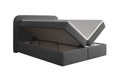Boxspring posteľ Eleris 160x200 s úložným priestorom - tmavosivé buklé Quelle 92 Boxspring posteľ Eleris 160x200 s úložným priestorom - Tmavý šedý bukla Quelle 92