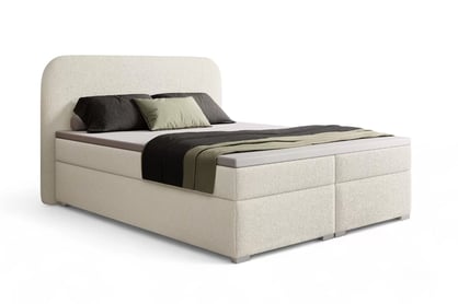 Boxspring posteľ Elaris 160x200 s úložným priestorom - svetlobéžové buklé Quelle 02