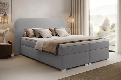 Kontinentální postel Eleris 160x200 s úložným prostorem - šedá bouclé Quelle 83 Postel boxspring Eleris 160x200 s úložním prostorem - šedá bukla Quelle 83