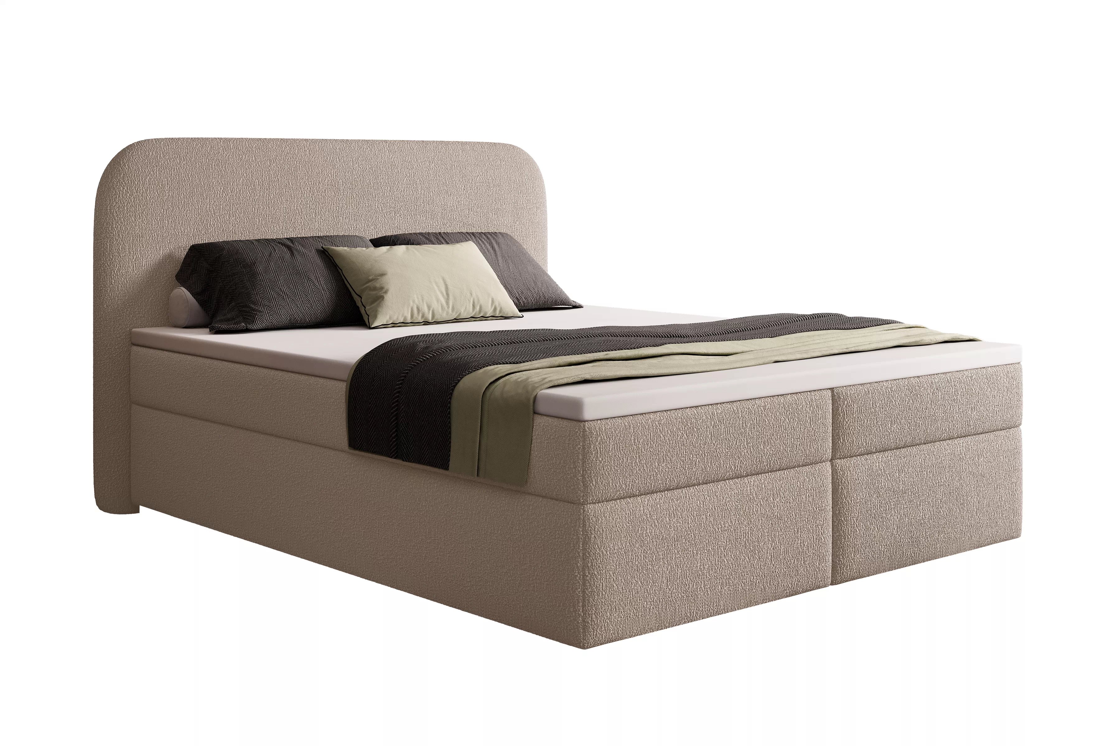 Kontinentálna posteľ Eleris 180x200 s úložným priestorom - tmavobéžová buklé Quelle 05 Boxspring posteľ Eleris 180x200 s úložným priestorom - ciemno Béžová bukla Quelle 05