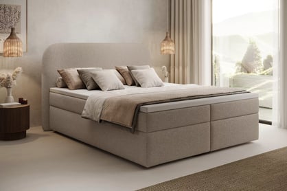 Kontinentálna posteľ Eleris 180x200 s úložným priestorom - tmavobéžová buklé Quelle 05 Boxspring posteľ Eleris 180x200 s úložným priestorom - ciemno Béžová bukla Quelle 05