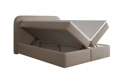 Kontinentálna posteľ Eleris 180x200 s úložným priestorom - tmavobéžová buklé Quelle 05 Boxspring posteľ Eleris 180x200 s úložným priestorom - ciemno Béžová bukla Quelle 05