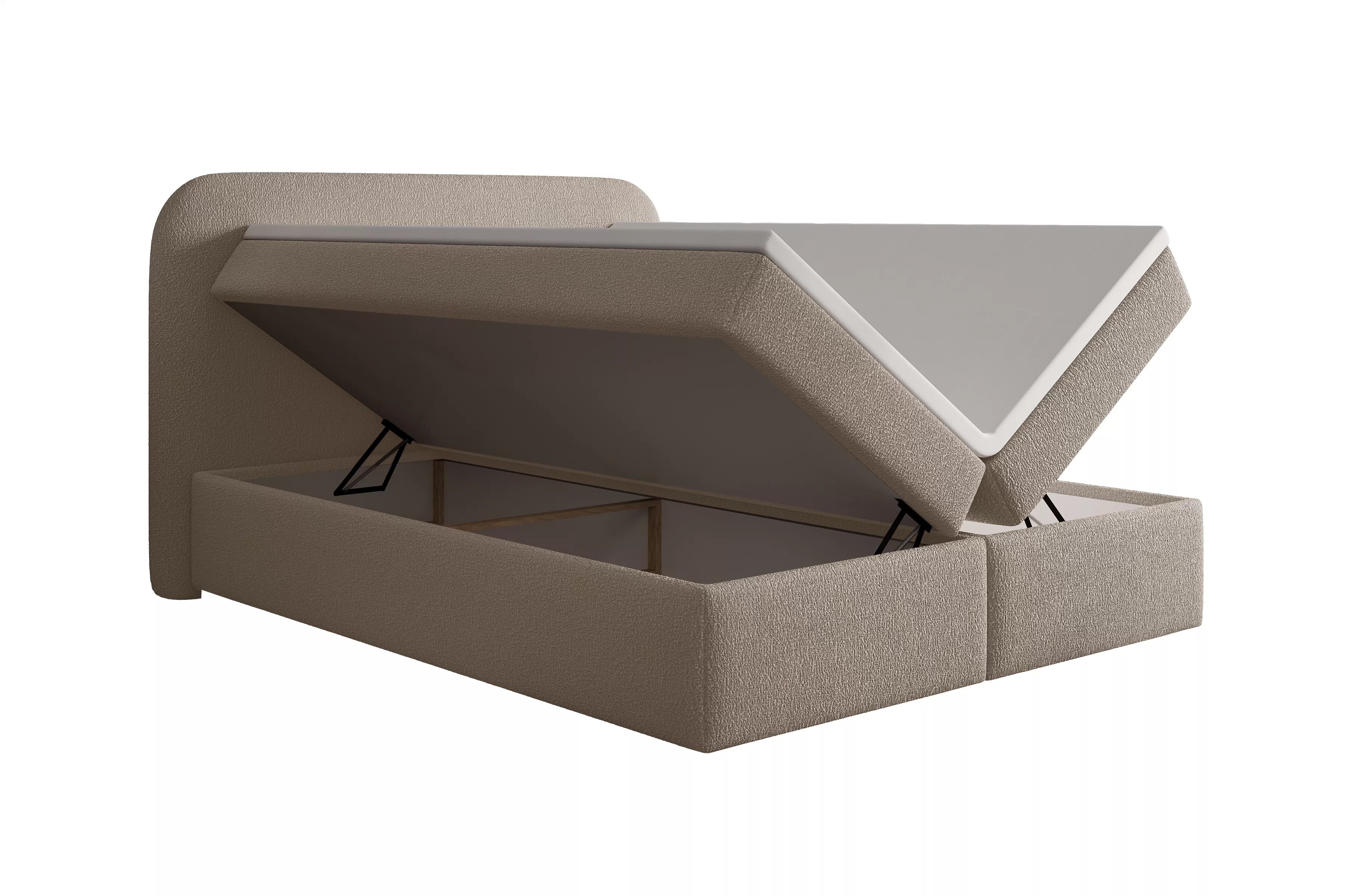 Kontinentálna posteľ Eleris 180x200 s úložným priestorom - tmavobéžová buklé Quelle 05 Boxspring posteľ Eleris 180x200 s úložným priestorom - ciemno Béžová bukla Quelle 05
