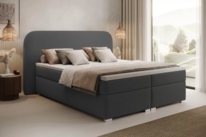 Kontinentální postel Eleris 180x200 s úložným prostorem - tmavě šedá bouclé Quelle 92 Postel boxspring Eleris 180x200 s úložním prostorem - tmavě šedá bukla Quelle 92