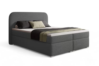 Boxspring posteľ Eleris 180x200 s úložným priestorom - tmavosivé buklé Quelle 92