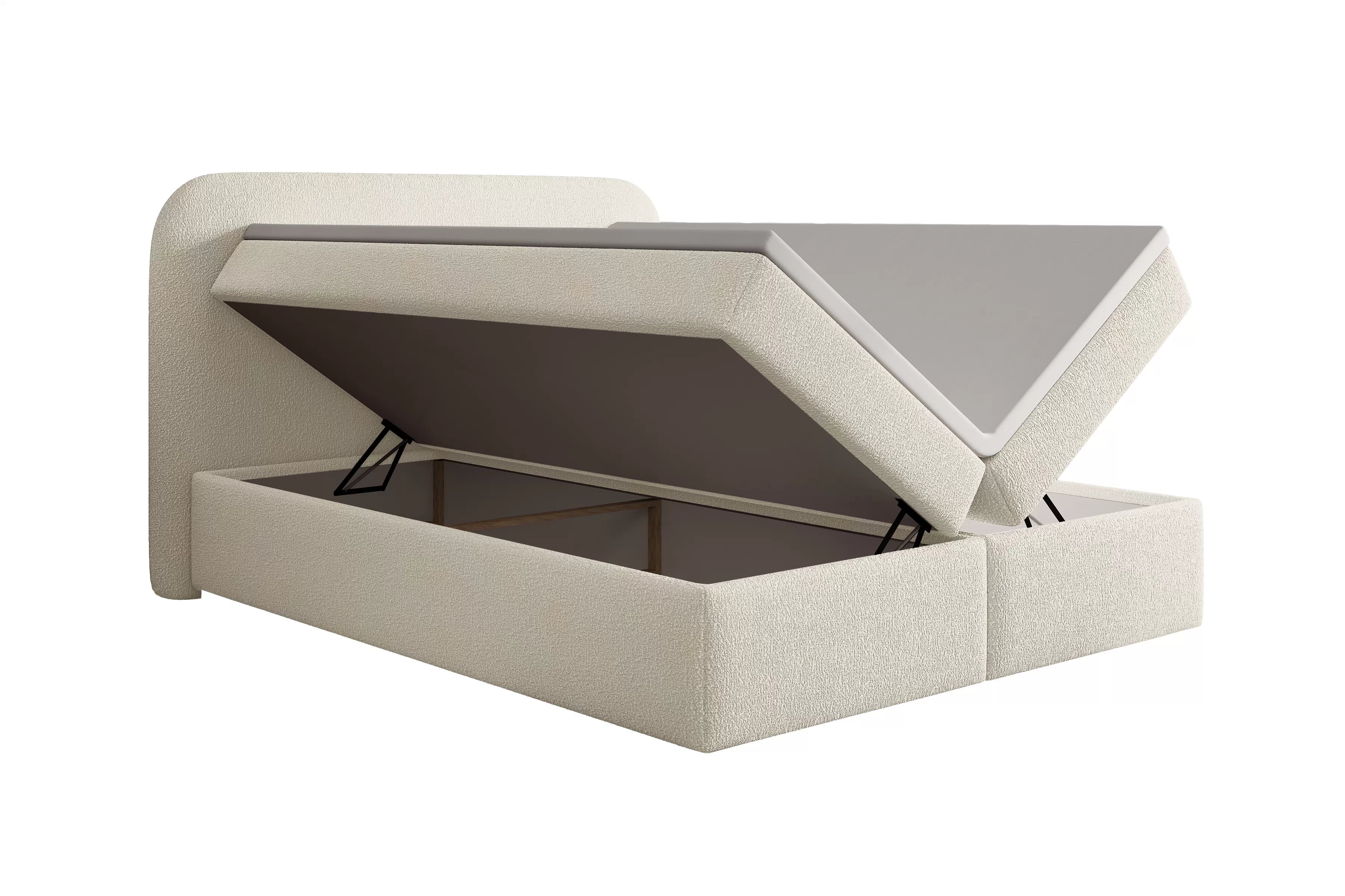 Boxspring posteľ Eleris 180x200 s úložným priestorom - svetlobéžové buklé Quelle 02 Boxspring posteľ Eleris 180x200 s úložným priestorom - svetlý Béžová bukla Quelle 02