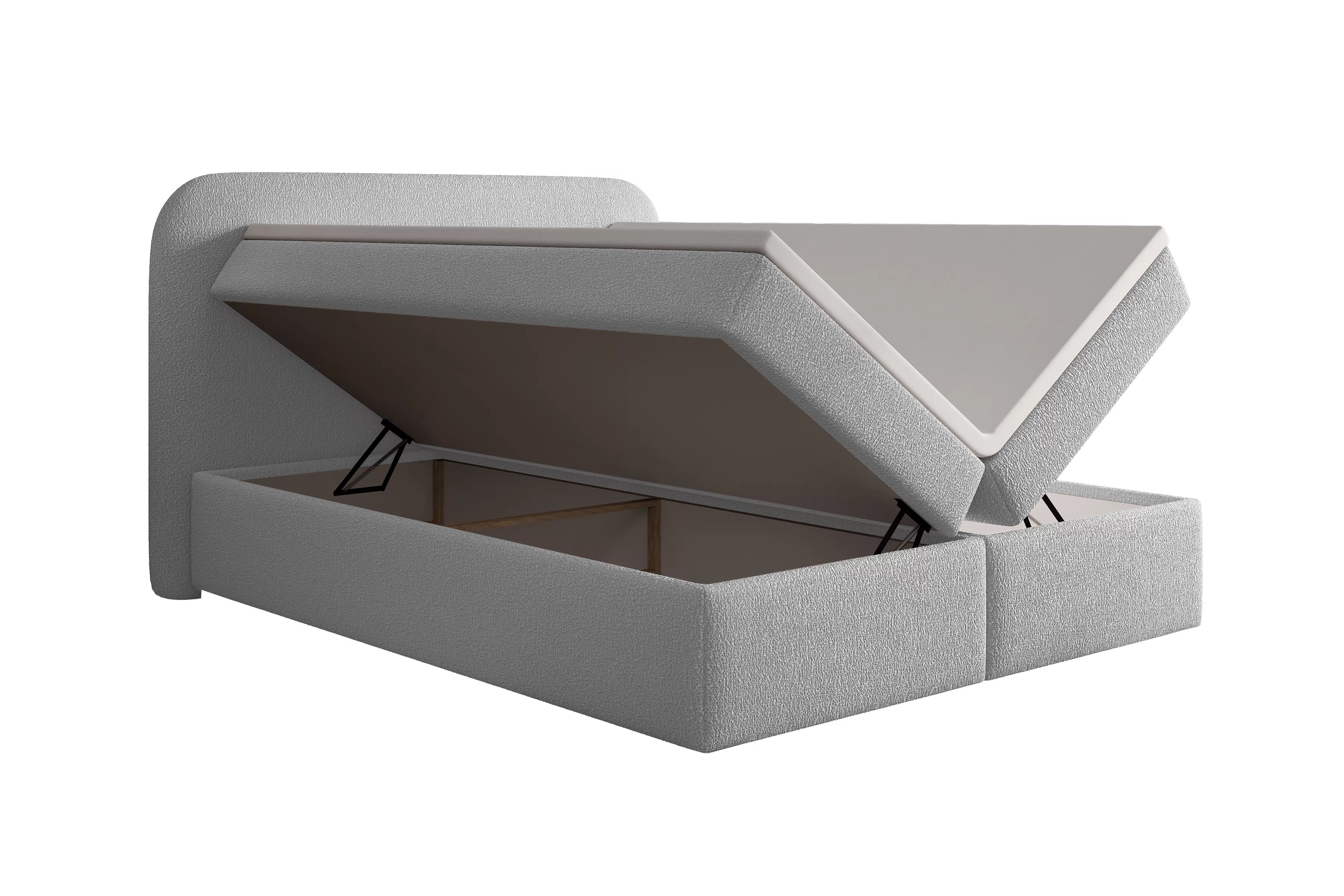 Boxspring posteľ Eleris 180x200 s úložným priestorom - sivé buklé Quelle 83 Boxspring posteľ Eleris 180x200 s úložným priestorom - šedá bukla Quelle 83 