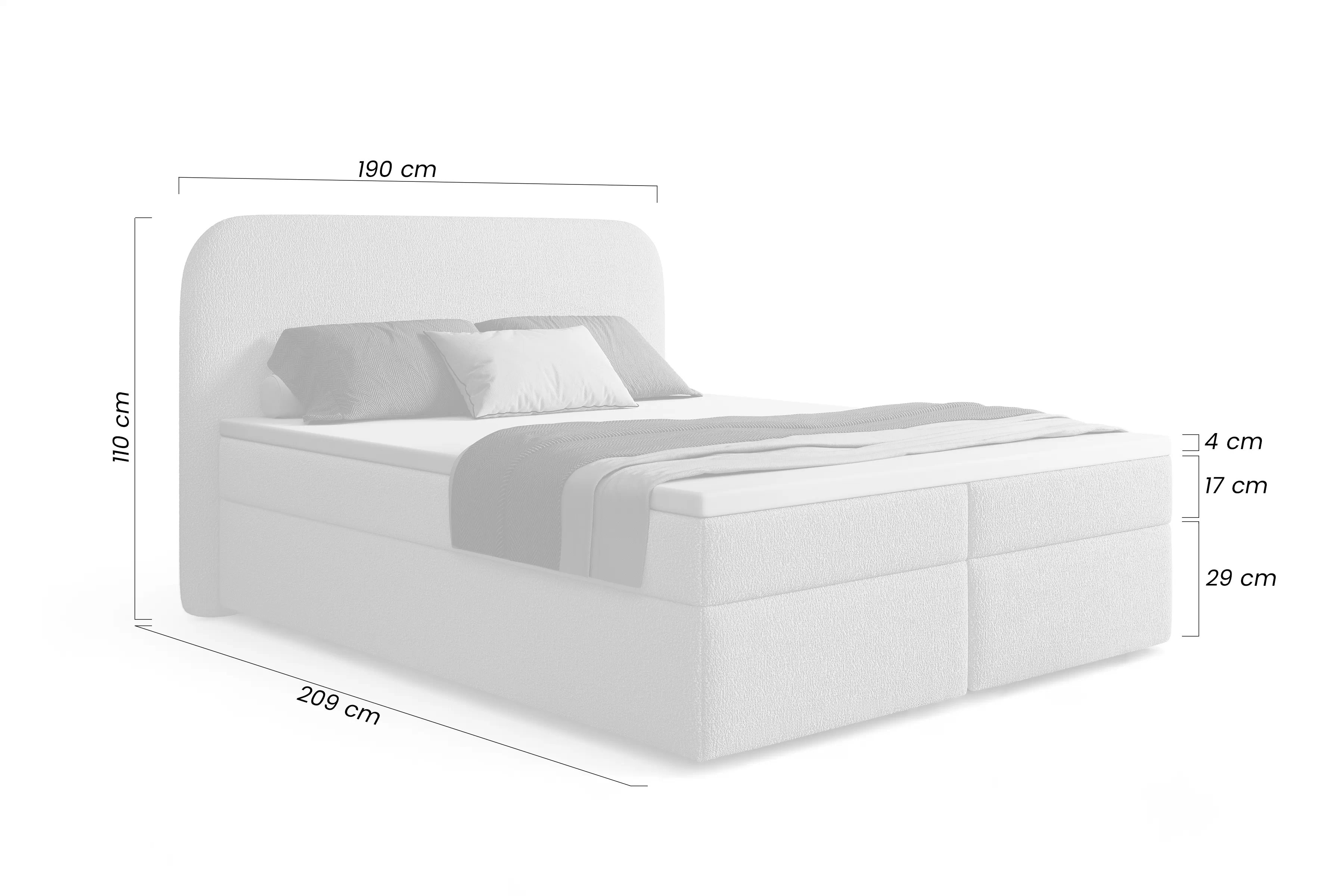 Boxspring posteľ Eleris 180x200 s úložným priestorom - sivé buklé Quelle 83 Boxspring posteľ Eleris 180x200 s úložným priestorom - šedá bukla Quelle 83 