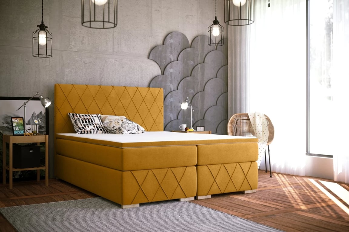 Boxspring posteľ Feba 140x200 Žlté Posteľ 