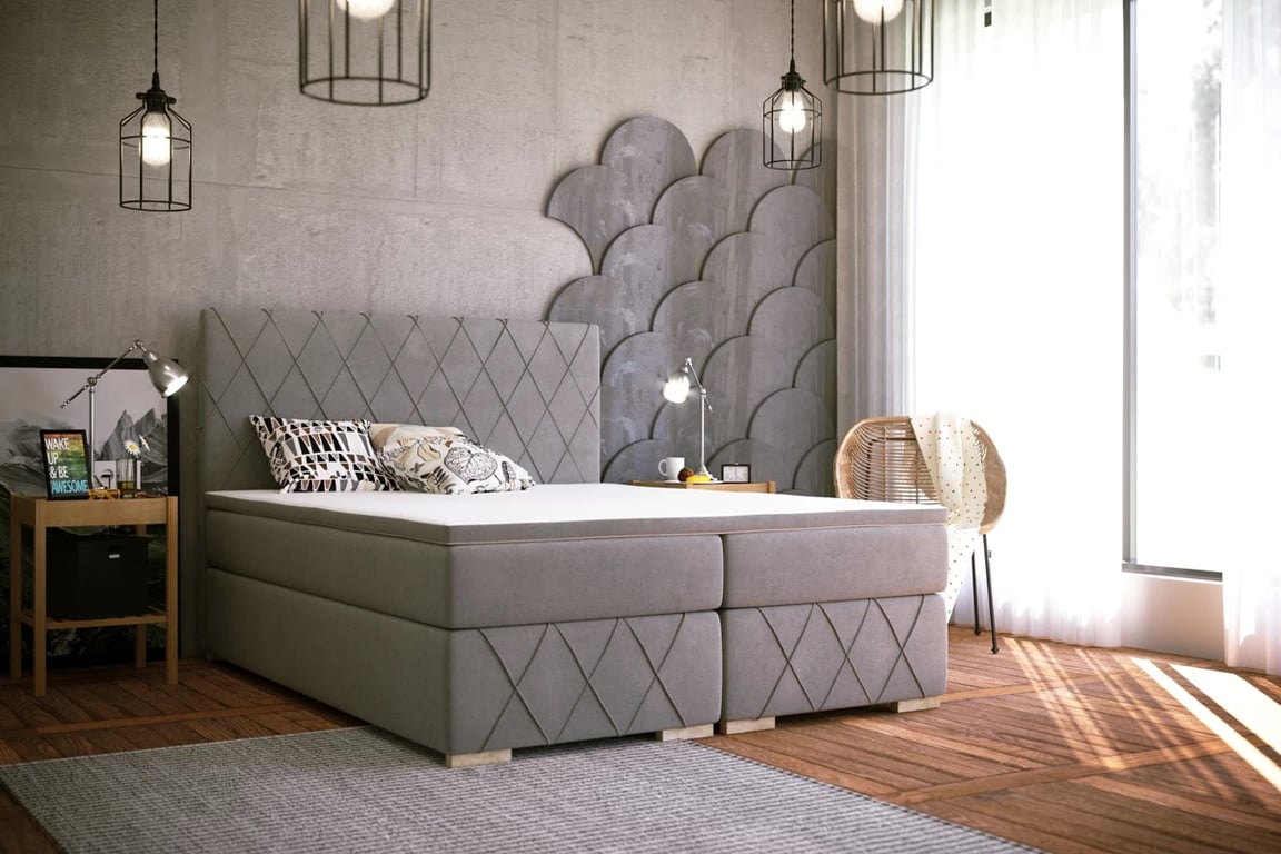 Boxspring posteľ Feba 140x200 jasno šedá Posteľ 