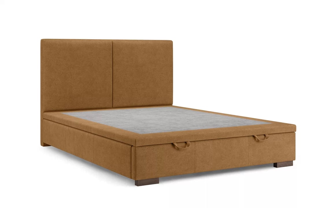 Čalouněná boxspring postel Lektis 140x200 s úložným prostorem - medově hnědá látka Maya 06 / nohy wenge Postel boxspring Lektis 140x200 s úložným prostorem- medová hnědá potahová látka snadno čistitelný Maya 06 / Nohy dřevěná wenge