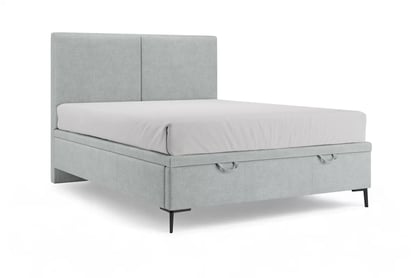 Boxspring posteľ Lektis 140x200 S vnútorným úložným priestorom- popielata látka ľahkočistiaca Maya 20 / nožičky kovové čierny