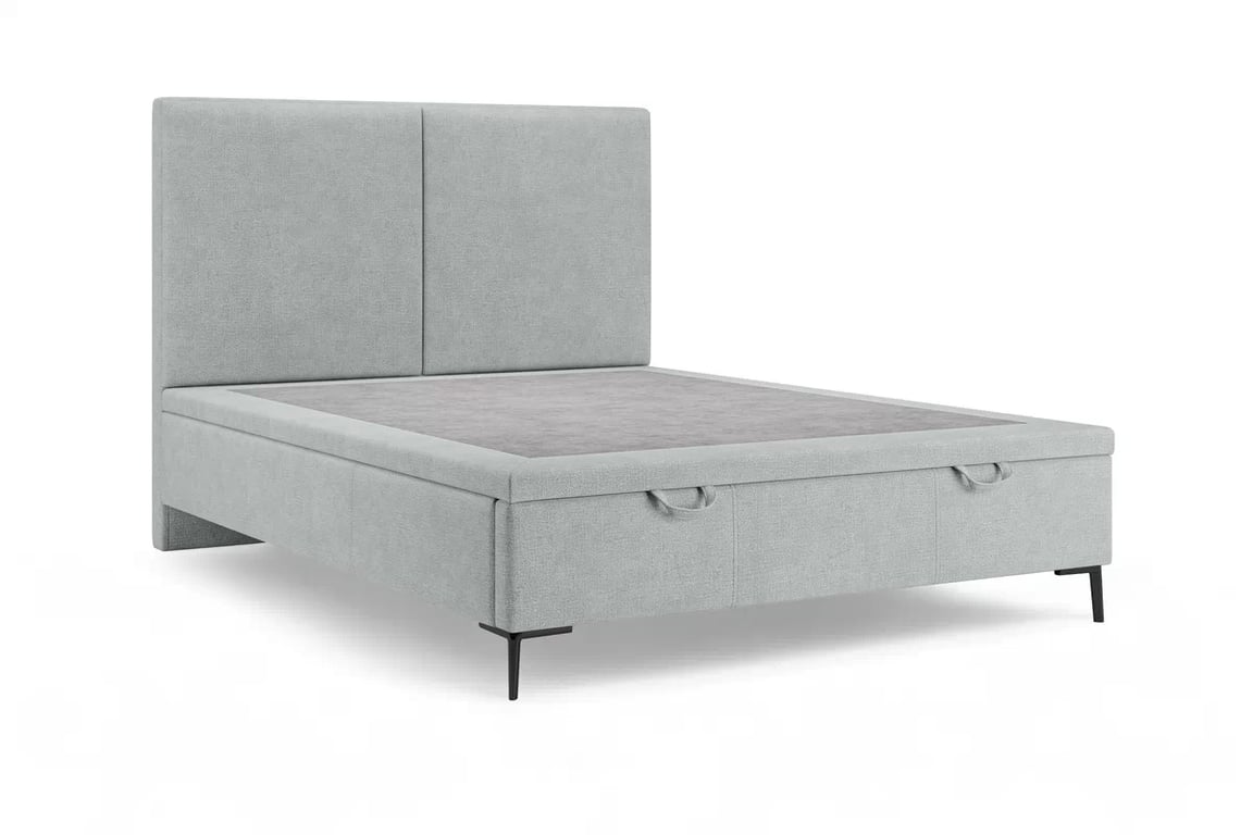 Čalouněná boxspring postel Lektis 140x200 s úložným prostorem - popelavá látka Maya 20 / černé kovové nohy Postel boxspring Lektis 140x200 s úložným prostorem- popielata potahová látka snadno čistitelný Maya 20 / Nohy kovové černá