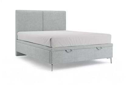 Boxspring posteľ Lektis 140x200 S vnútorným úložným priestorom- šedá látka ľahkočistiaca Maya 18 / nožičky kovové srebrne 