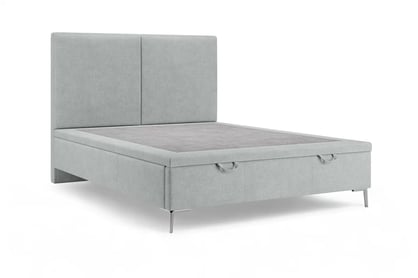 Čalouněná boxspring postel Lektis 140x200 s úložným prostorem - šedá látka Maya 18 / stříbrné kovové nohy Postel boxspring Lektis 140x200 s úložným prostorem- popielata potahová látka snadno čistitelný Maya 20 / Nohy kovové srebrne 