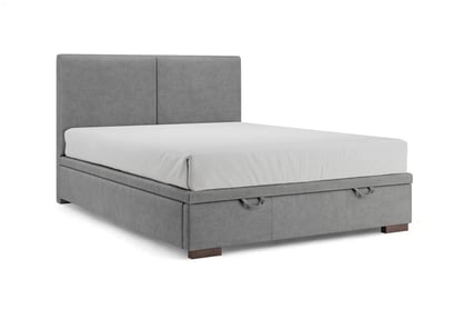 Boxspring posteľ Lektis 140x200 S vnútorným úložným priestorom- medový Hnedá látka ľahkočistiaca Maya 06 / nožičky drevená Venge