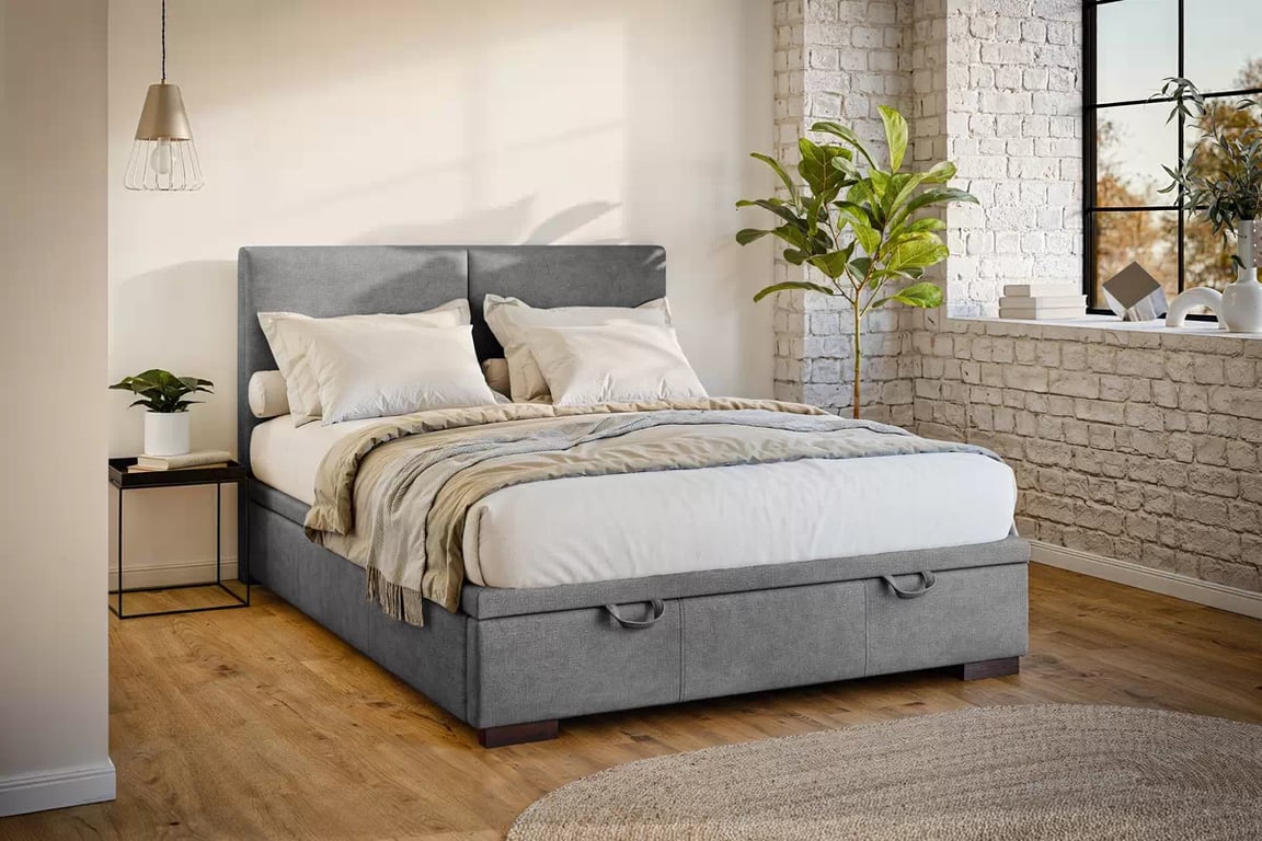 Čalouněná boxspring postel Lektis 140x200 s úložným prostorem - medově hnědá látka Maya 06 / nohy wenge Postel boxspring Lektis 140x200 s úložným prostorem- šedá potahová látka snadno čistitelný Maya 18 / Nohy dřevěná wenge