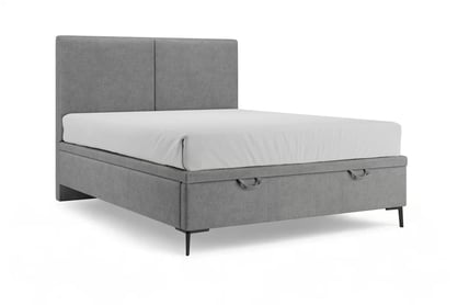 Čalouněná boxspring postel Lektis 140x200 s úložným prostorem - šedá látka Maya 18 / černé kovové nohy Postel boxspring Lektis 140x200 s úložným prostorem- šedá potahová látka snadno čistitelný Maya 18 / Nohy kovové černá