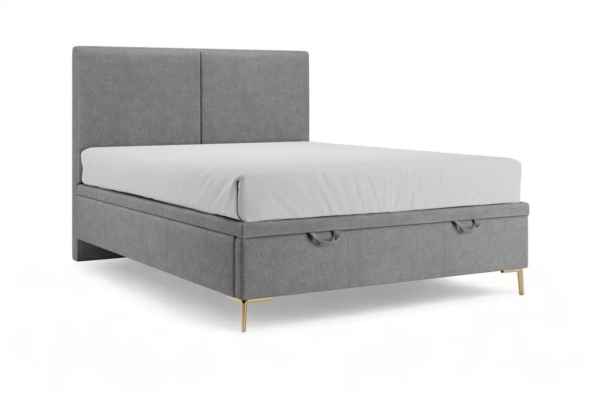 Boxspring posteľ Lektis 140x200 s vnútorným úložným priestorom – medovohnedá látka ľahkočistiaca Maya 06 / zlaté kovové nožičky Boxspring posteľ Lektis 140x200 S vnútorným úložným priestorom- šedá látka ľahkočistiaca Maya 18 / nožičky kovové zlote