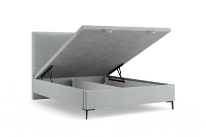 Čalouněná boxspring postel Lektis 160x200 s úložným prostorem - popelavá látka Maya 20 / černé kovové nohy Postel boxspring Lektis 160x200 s úložným prostorem- popielata potahová látka snadno čistitelný Maya 20 / Nohy kovové černá 