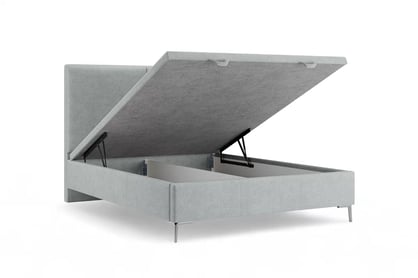 Čalouněná boxspring postel Lektis 160x200 s úložným prostorem - popelavá látka Maya 20 / stříbrné kovové nohy Postel boxspring Lektis 160x200 s úložným prostorem- popielata potahová látka snadno čistitelný Maya 20 / Nohy kovové srebrne 