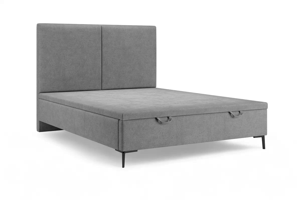 Čalouněná boxspring postel Lektis 160x200 s úložným prostorem - šedá látka Maya 18 / černé kovové nohy Postel boxspring Lektis 160x200 s úložným prostorem- šedá potahová látka snadno čistitelný Maya 18 / Nohy kovové černá