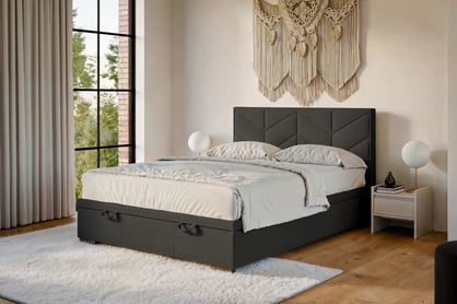 Boxspring posteľ Lindi 140x200 S vnútorným úložným priestorom- Tmavý šedý šenil Perfect Harmony 99 / nožičky Venge Boxspring posteľ Lindi 140x200 - Tmavý šedý šenil Perfect Harmony 99 / nožičky Venge