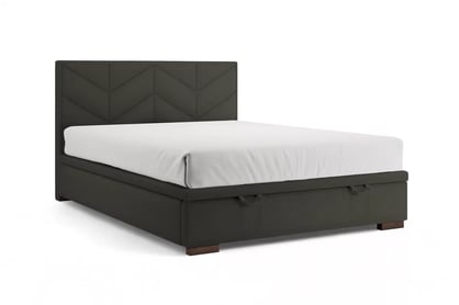 Boxspring postel Lindi 140x200 s úložným prostorem - tmavě šedá látka Perfect Harmony 99 / nohy wenge