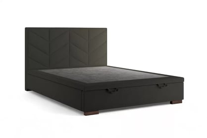 Boxspring postel Lindi 140x200 s úložným prostorem - tmavě šedá látka Perfect Harmony 99 / nohy wenge Postel boxspring Lindi 140x200 - tmavě šedá šenil Perfect Harmony 99 / Nohy wenge